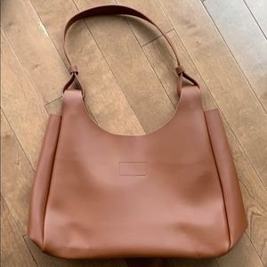 Tan faux-leather handbag